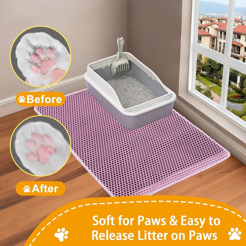 UF-SHARP Cat Litter Mat Litter Trapping Mat,Cat Litter Box Mat 32"x22", 2 Layer Llitterbox Mat,Waterproof Urine Proof, Clean Easily, Collapsable, Medium - Image 5